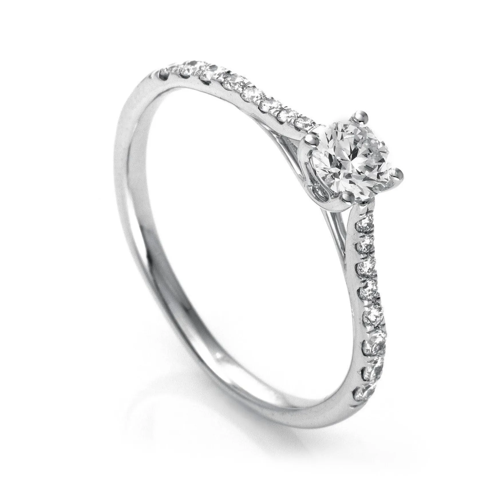 Verlobungsring 750/18K Weissgold/Platin 950 Diamant 0.5ct.