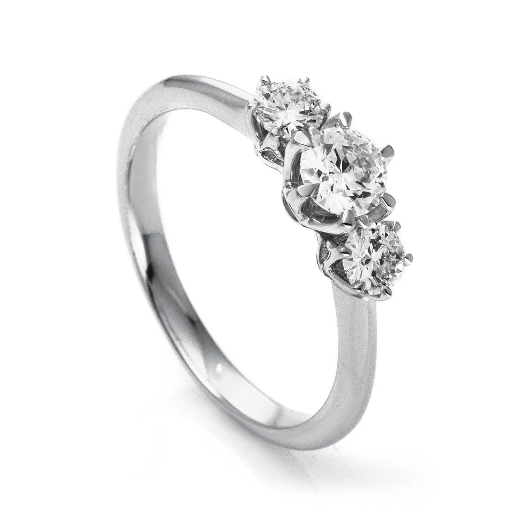 Verlobungsring 750/18K Weissgold/Platin 950 Diamant 0.74ct.