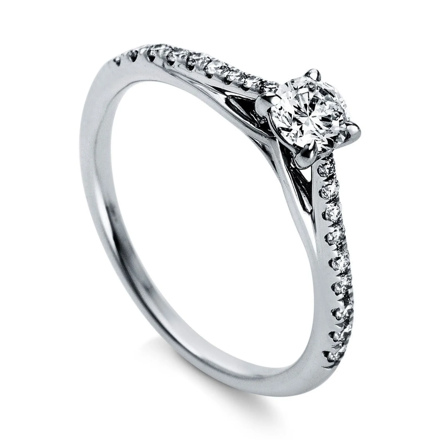 Verlobungsring 750/18K Weissgold/Platin 950 Diamant 0.5ct.