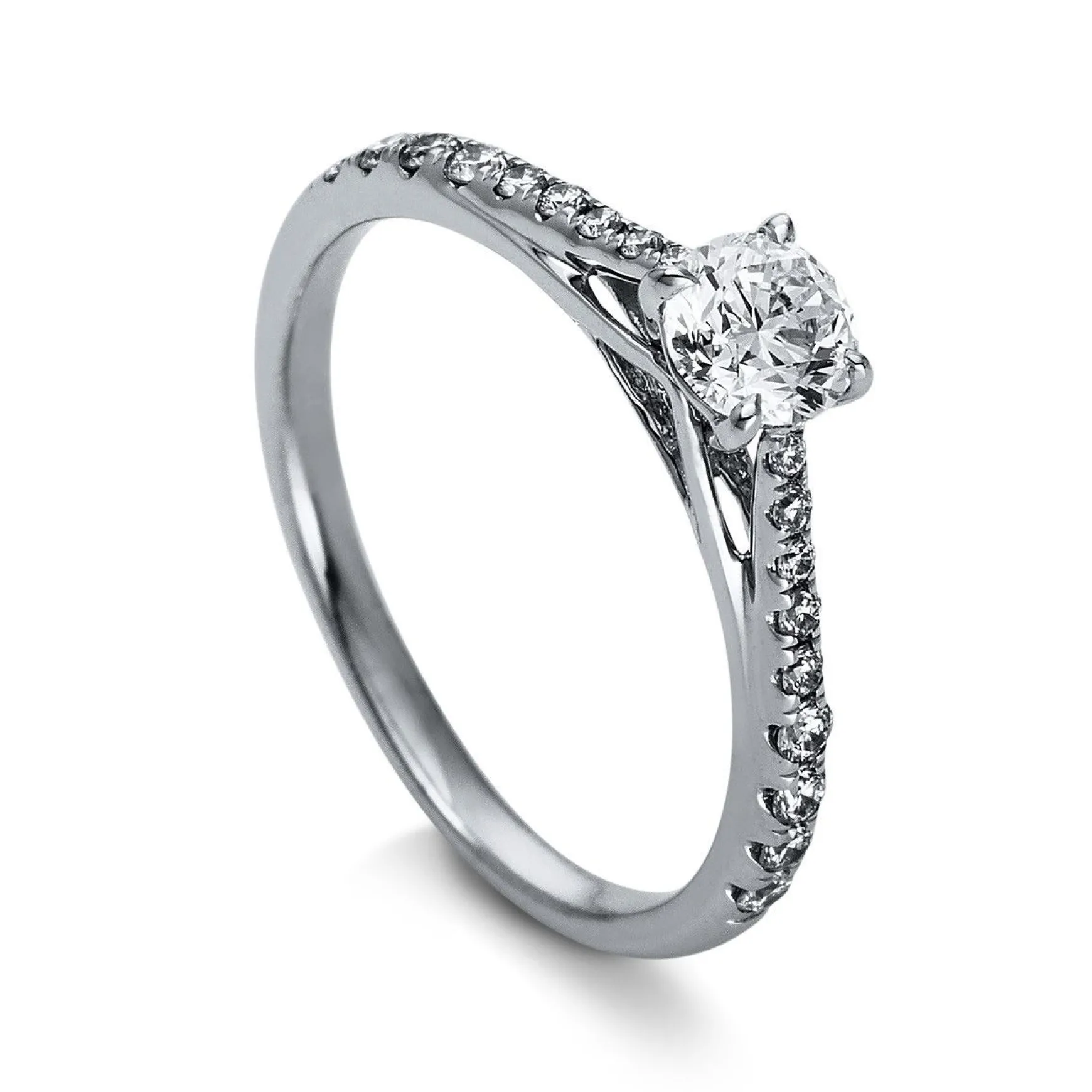 Verlobungsring 750/18K Weissgold/Platin 950 Diamant 0.6ct.