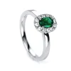 Verlobungsring 750/18K Weissgold Diamant 0.22ct. Smaragd 0.39ct.