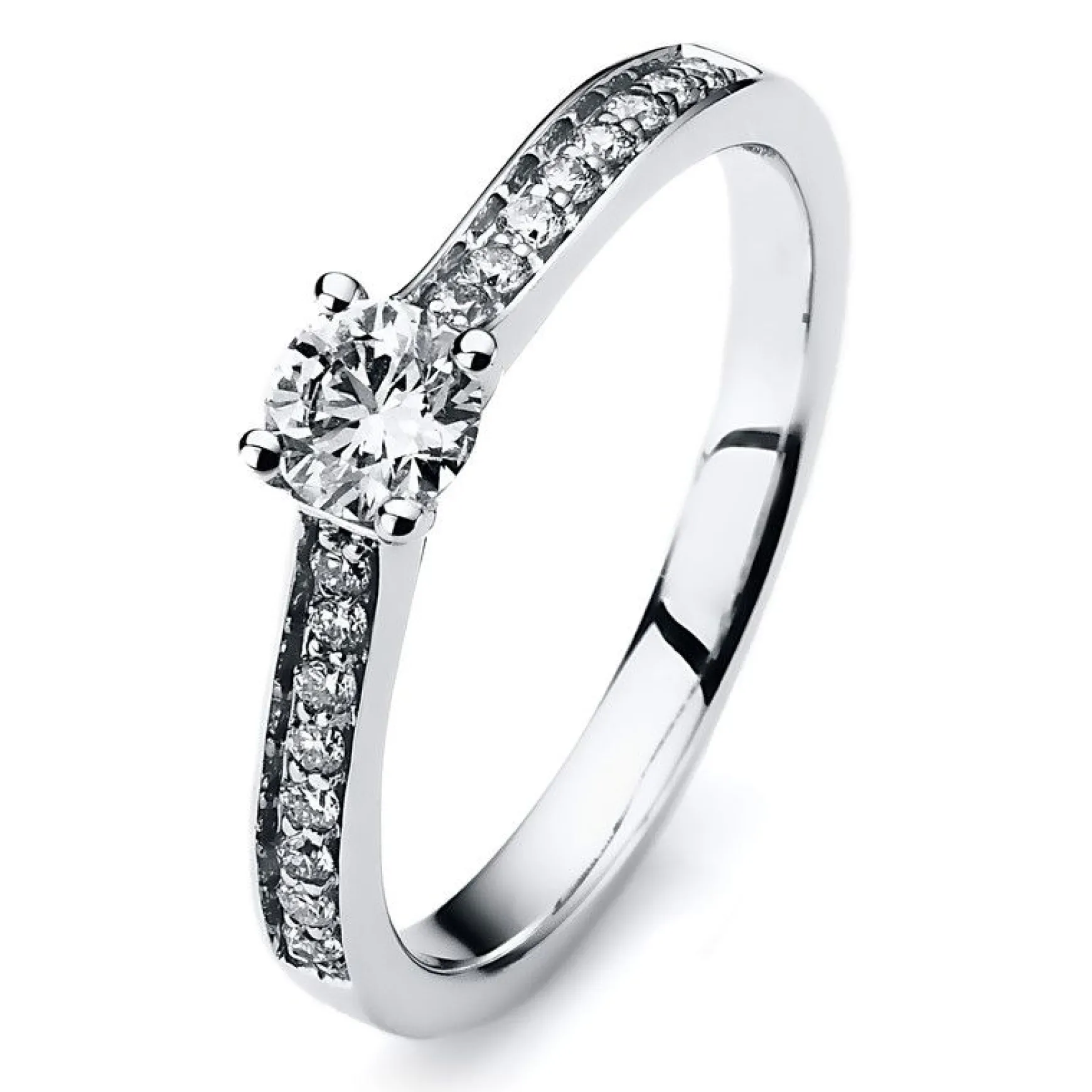 Verlobungsring 585/14K Weissgold Diamant 0.47ct.