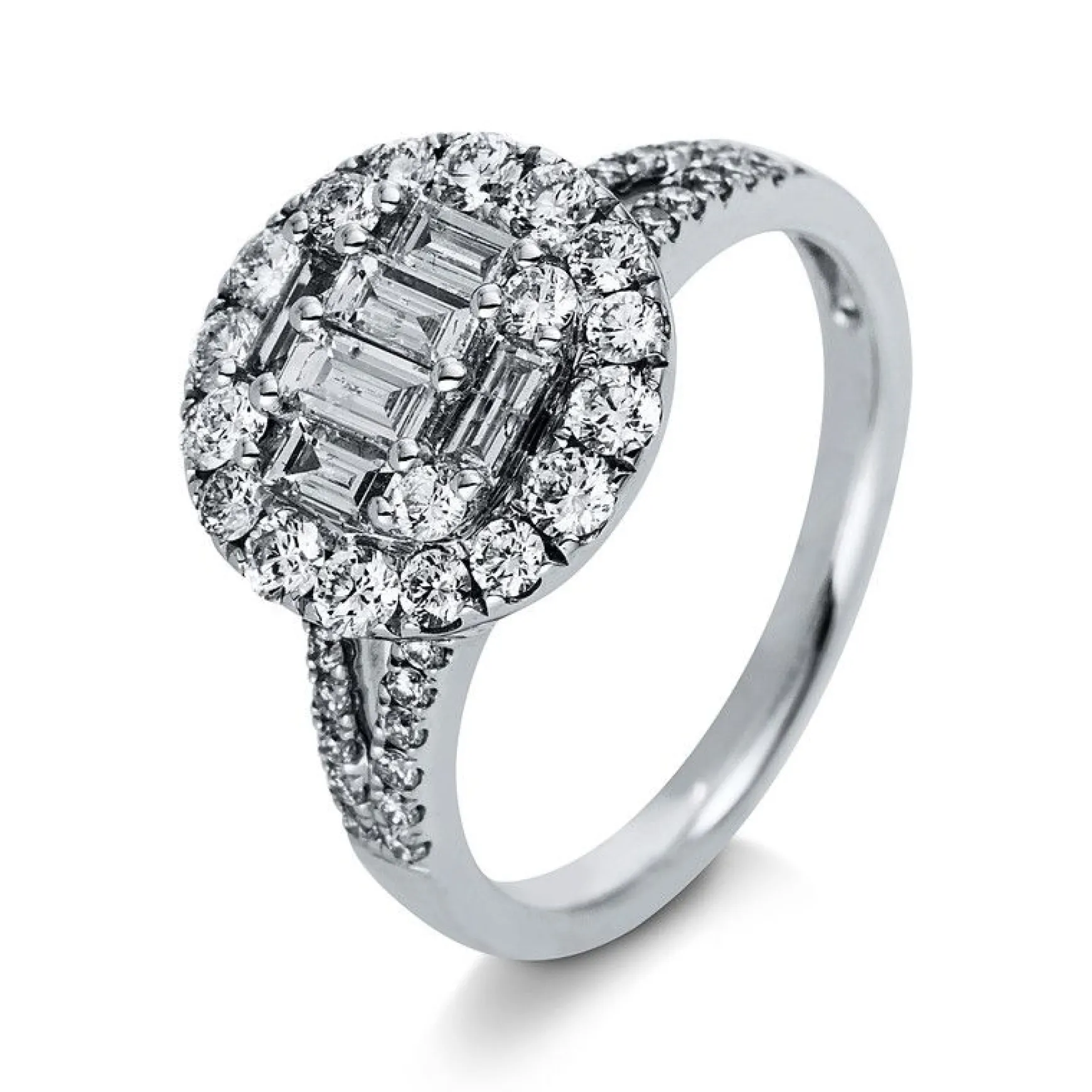 Verlobungsring 750/18K Weissgold Diamant 1.24ct.