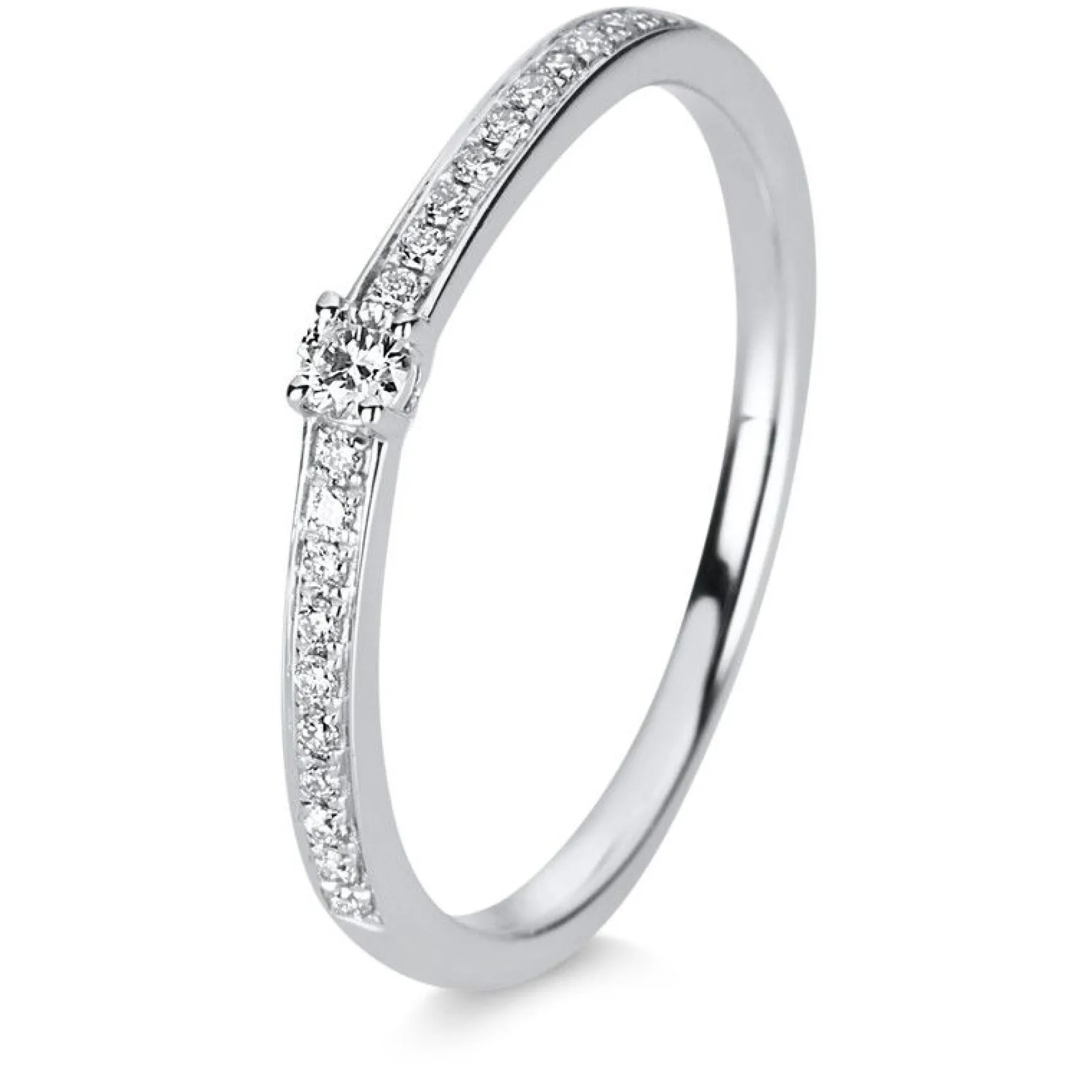 Verlobungsring 585/14K Weissgold Diamant 0.12ct.