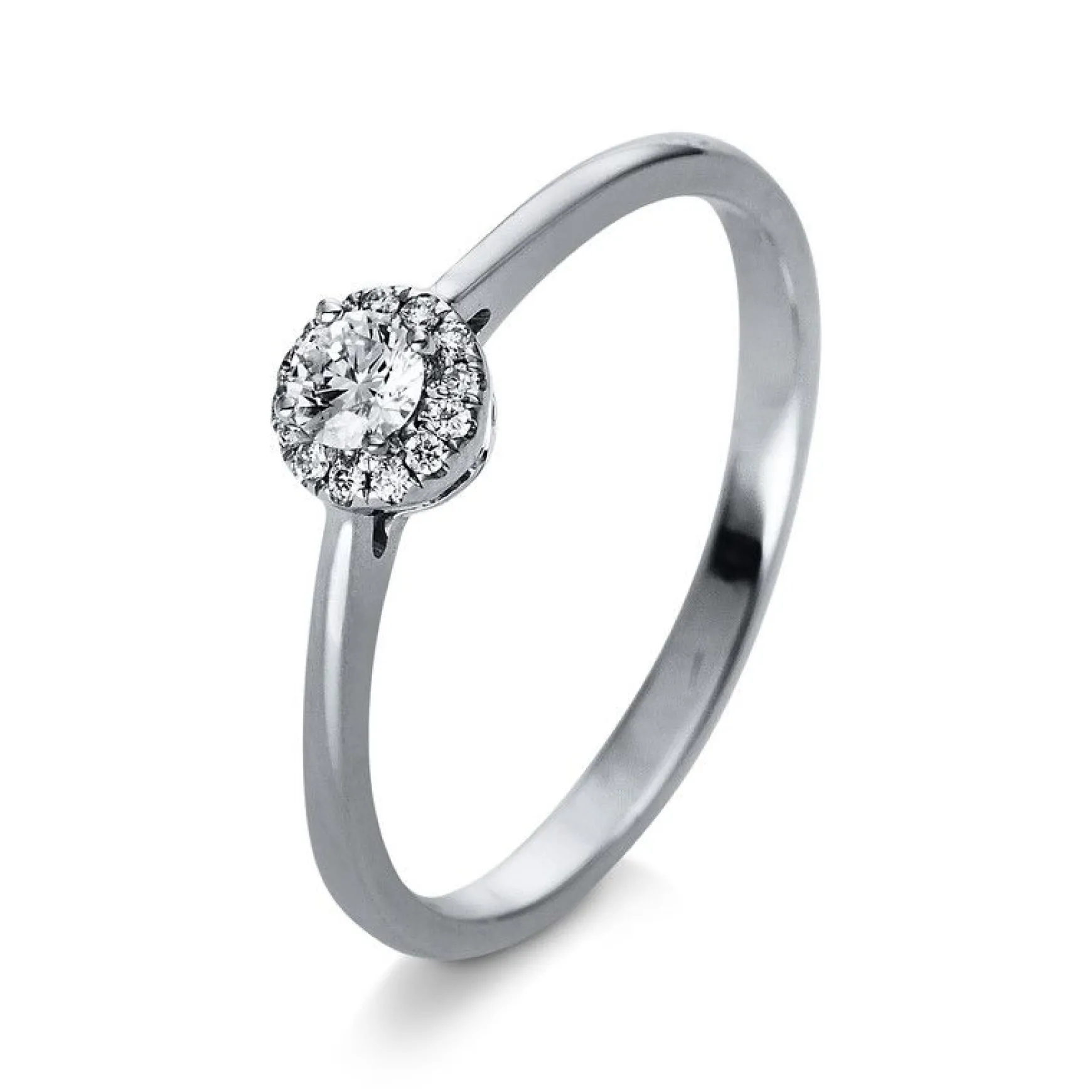 Verlobungsring 750/18K Weissgold Diamant 0.16ct.