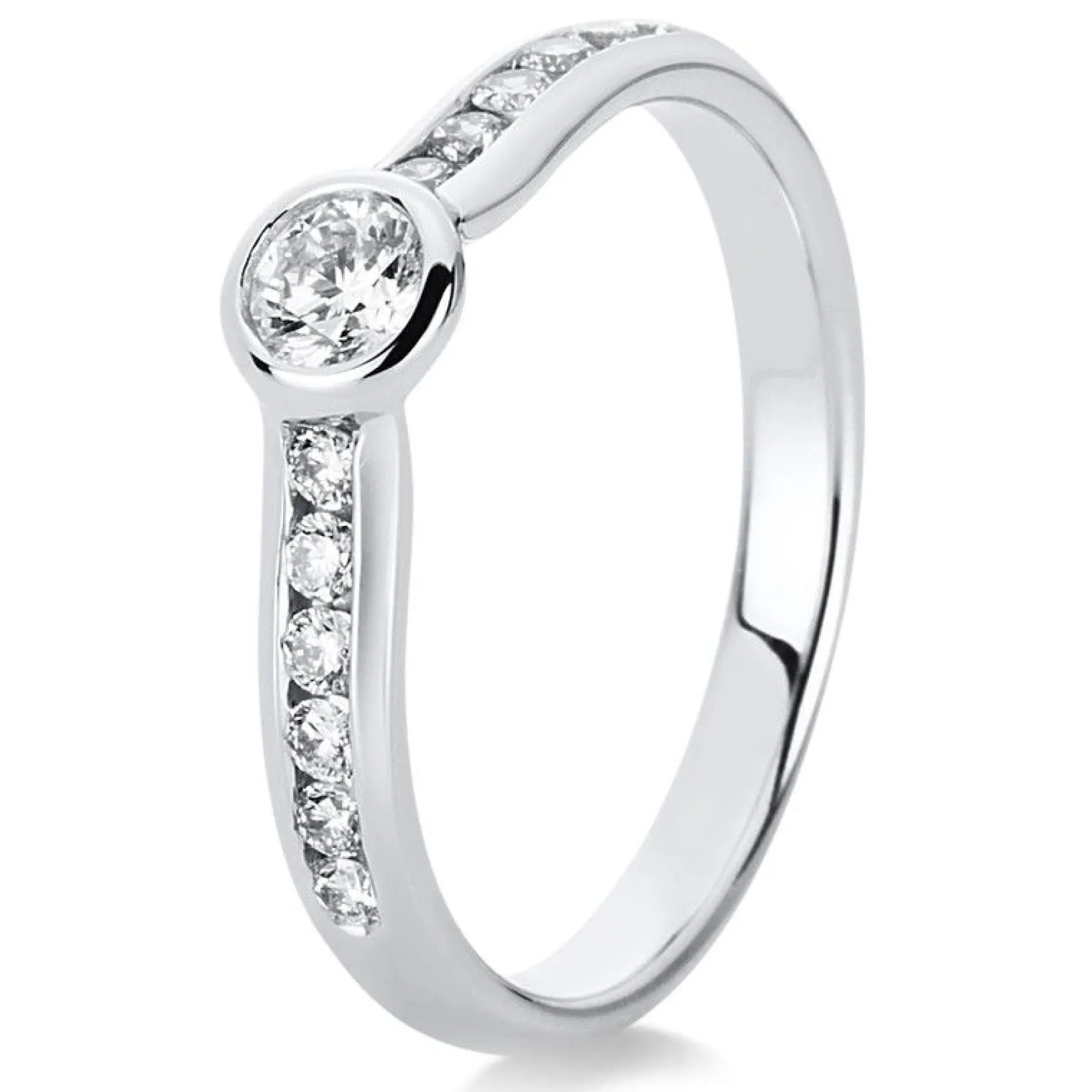 Verlobungsring 585/14K Weissgold Diamant 0.44ct.