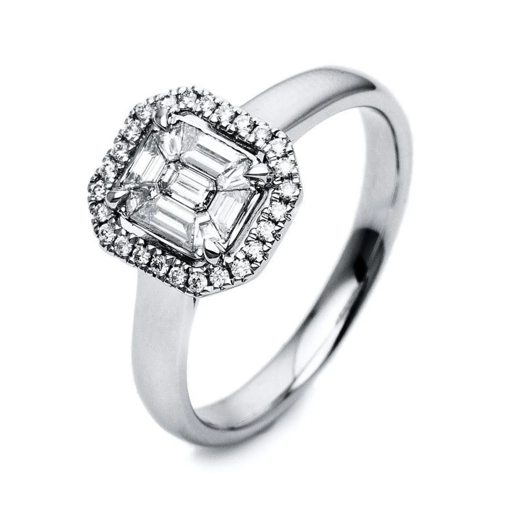 Verlobungsring 585/14K Weissgold Diamant 0.48ct.