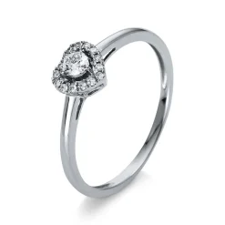 Verlobungsring 585/14K Weissgold Herz Diamant 0.17ct.