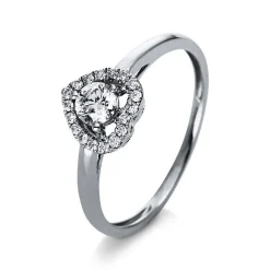 Verlobungsring 585/14K Weissgold Herz Diamant 0.33ct.