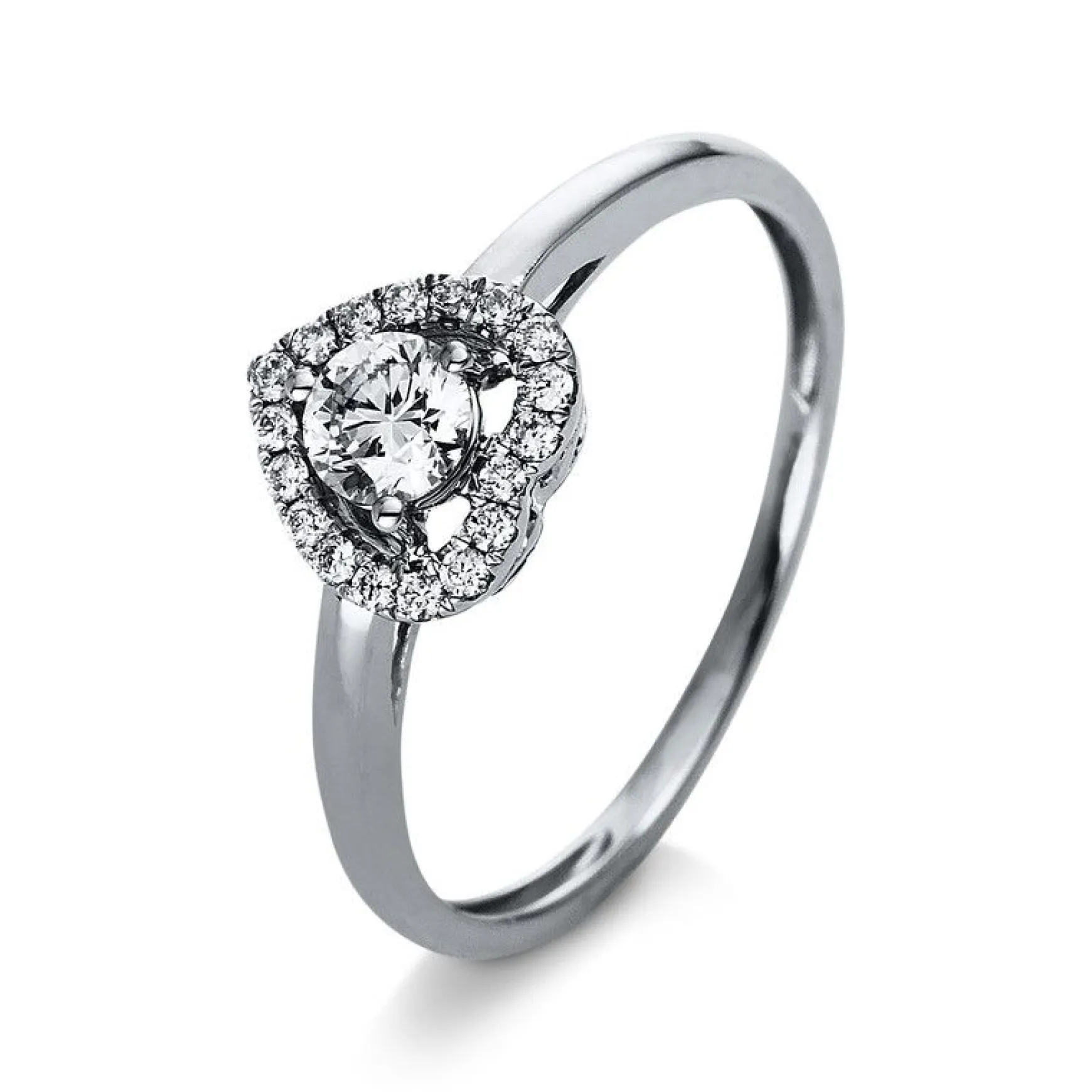 Verlobungsring 585/14K Weissgold Herz Diamant 0.33ct.