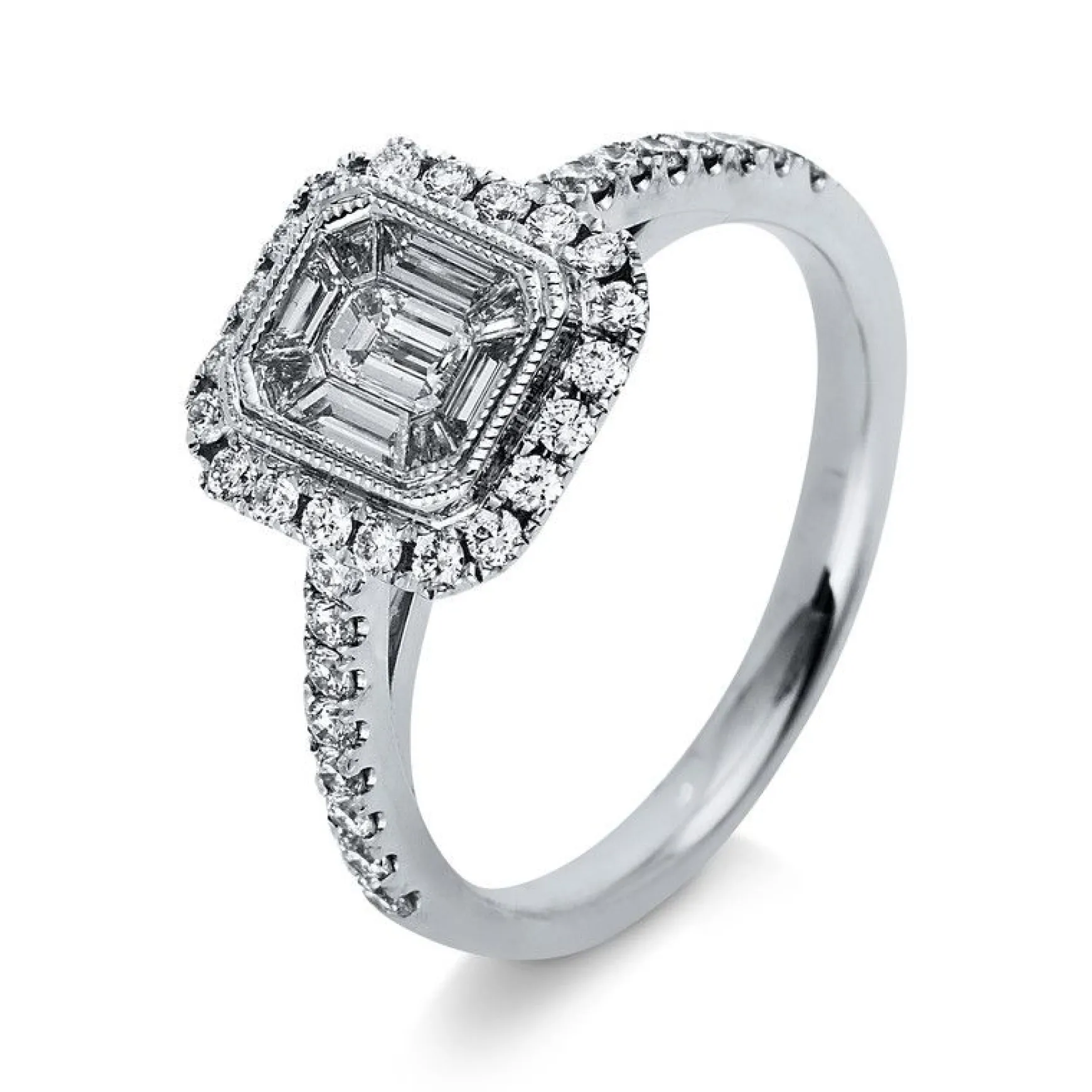 Verlobungsring 750/18K Weissgold Diamant 0.8ct.