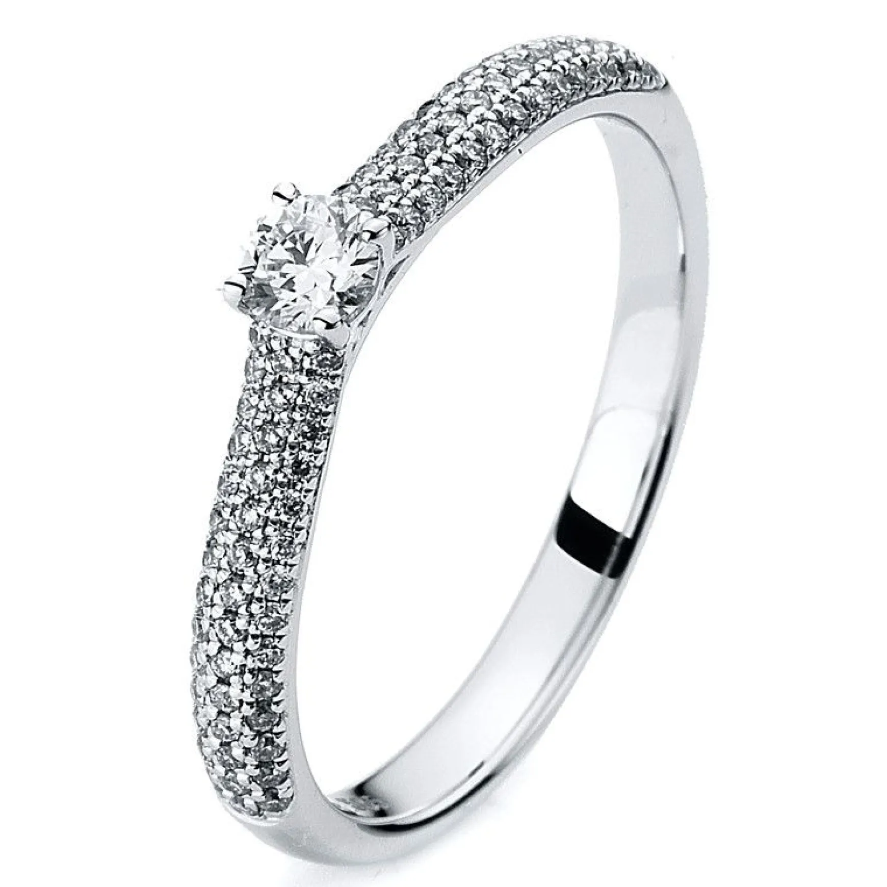 Verlobungsring 585/14K Weissgold Diamant 0.43ct.