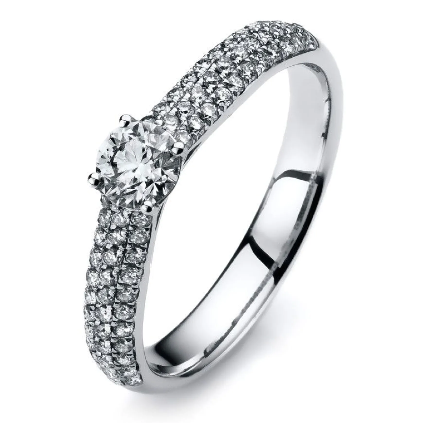 Verlobungsring 585/14K Weissgold Diamant 0.64ct.