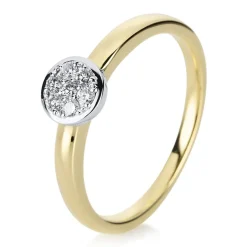 Verlobungsring 585/14K Weissgold/Gelbgold Diamant 0.19ct.