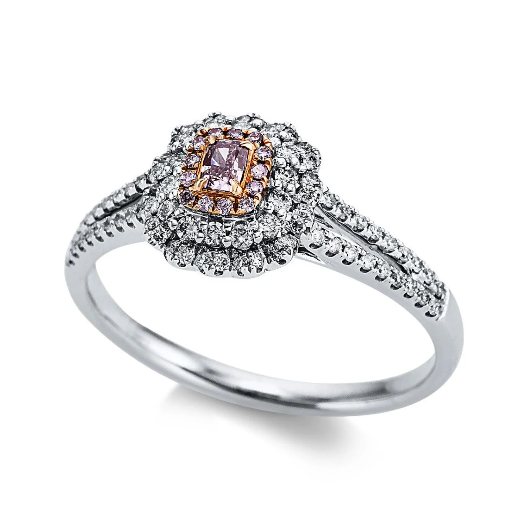 Verlobungsring 750/18K Weissgold/Rotgold Diamant 0.42ct.