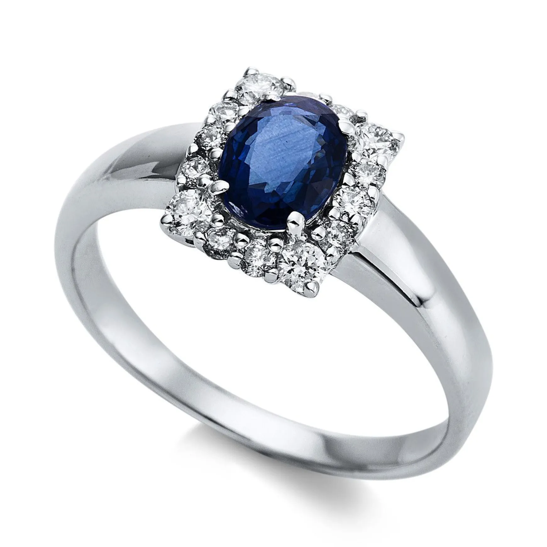 Verlobungsring 585/14K Weissgold Diamant 0.3ct. Safir
