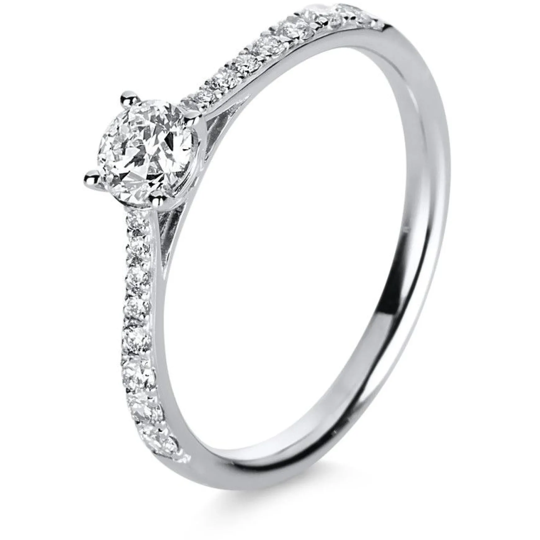 Verlobungsring 585/14K Weissgold Diamant 0.53ct.
