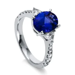 Verlobungsring 750/18K Weissgold Diamant 0.67ct. Tansanit 2.43ct.