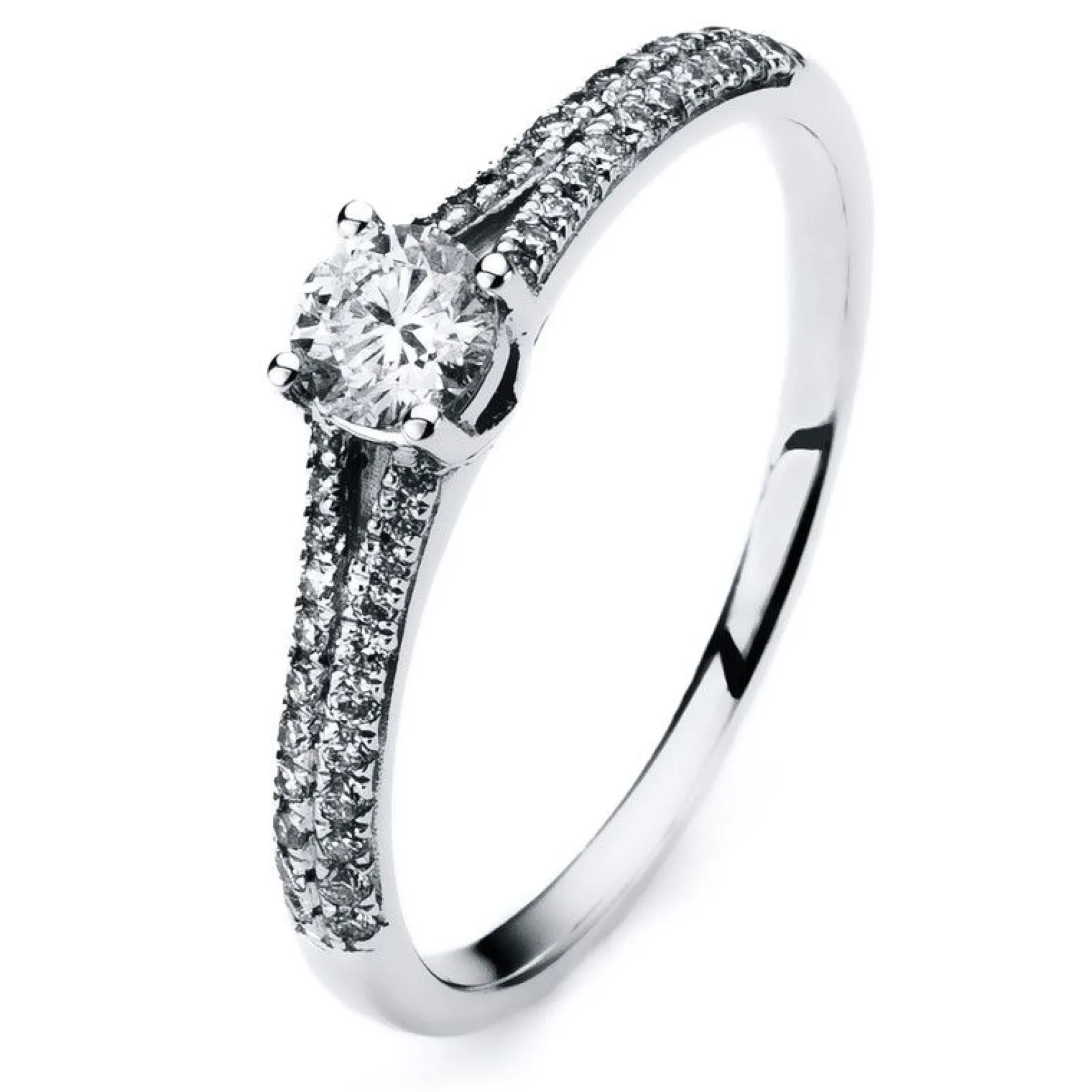 Verlobungsring 585/14K Weissgold Diamant 0.41ct.