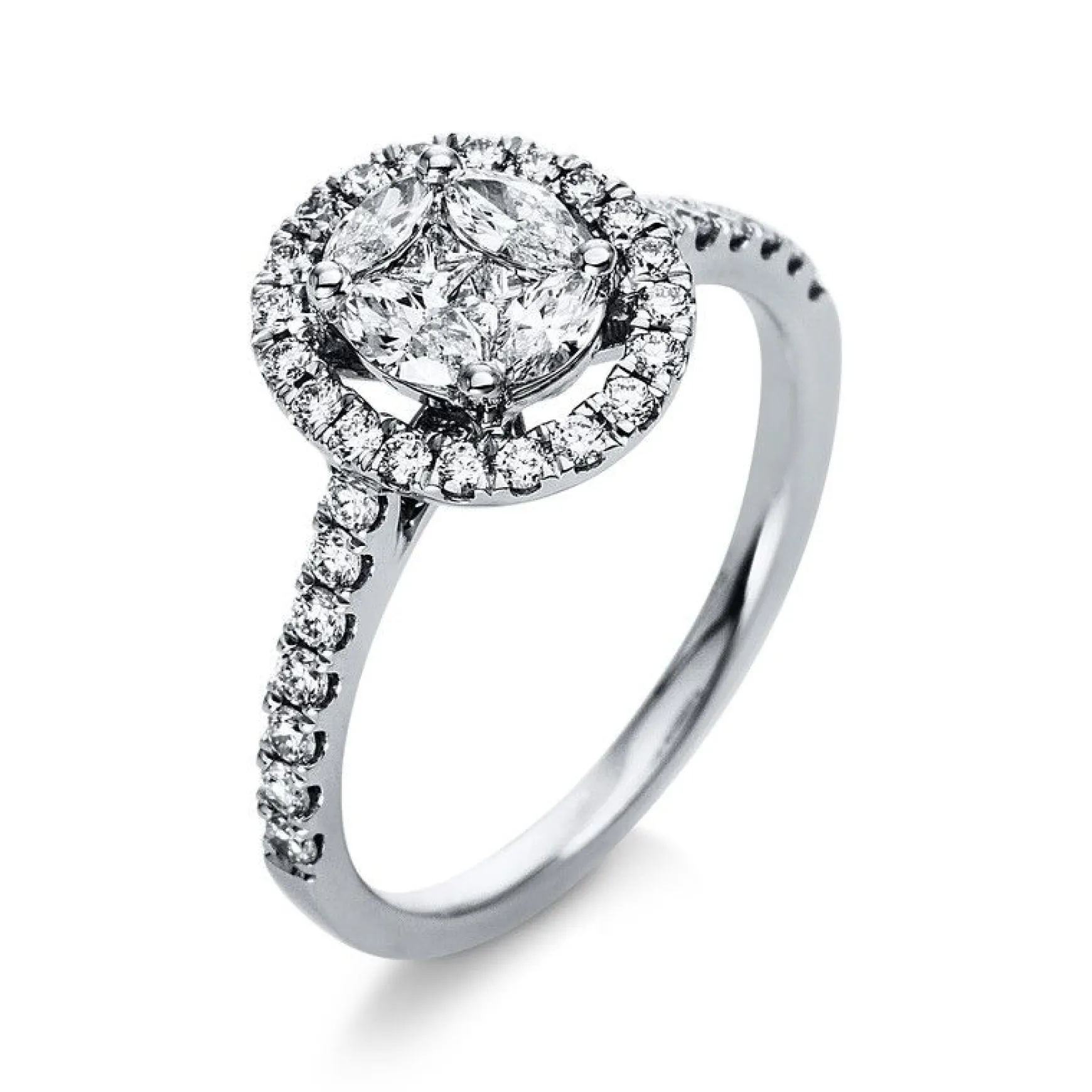 Verlobungsring 750/18K Weissgold Diamant 0.73ct.