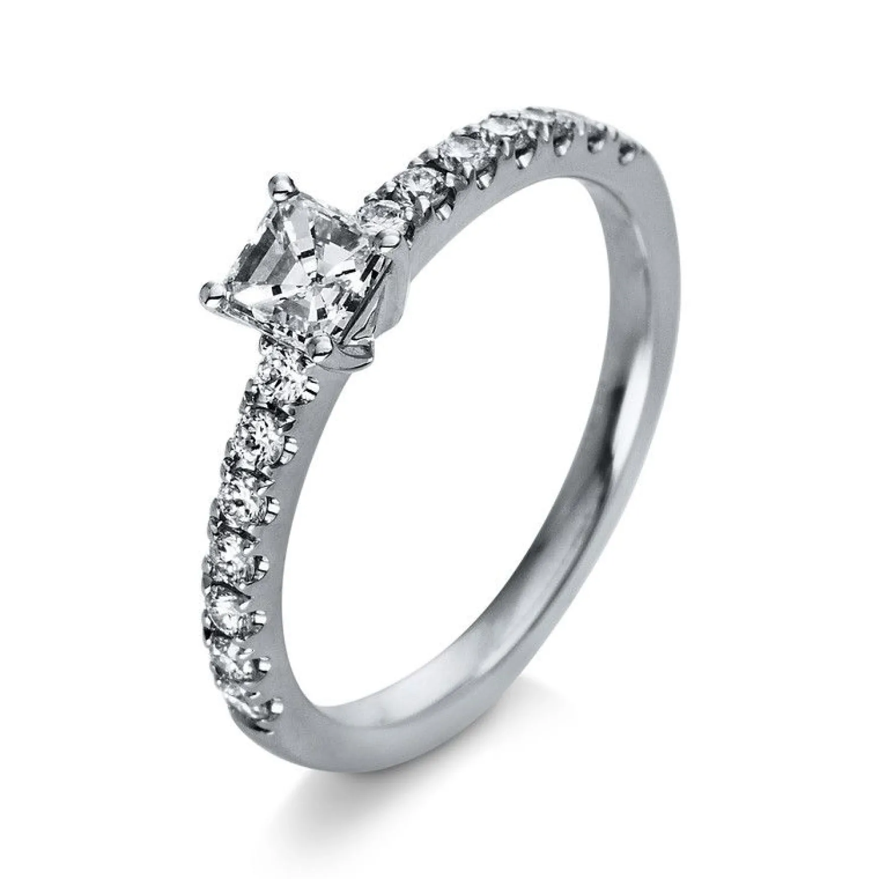 Verlobungsring 750/18K Weissgold Diamant 0.64ct.