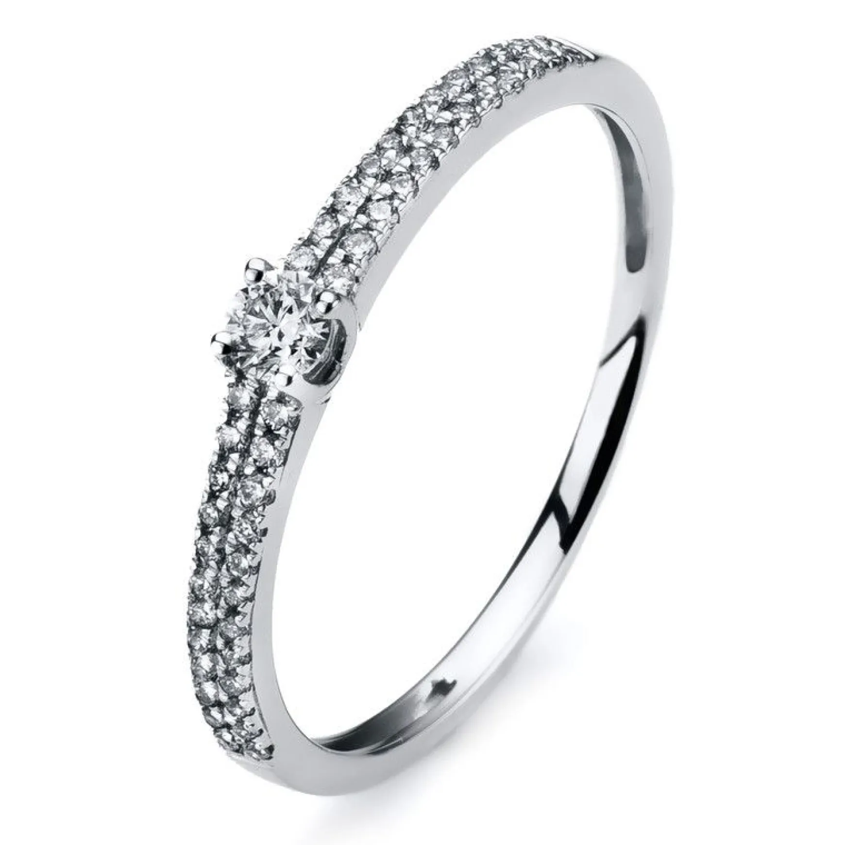 Verlobungsring 585/14K Weissgold Diamant 0.23ct.
