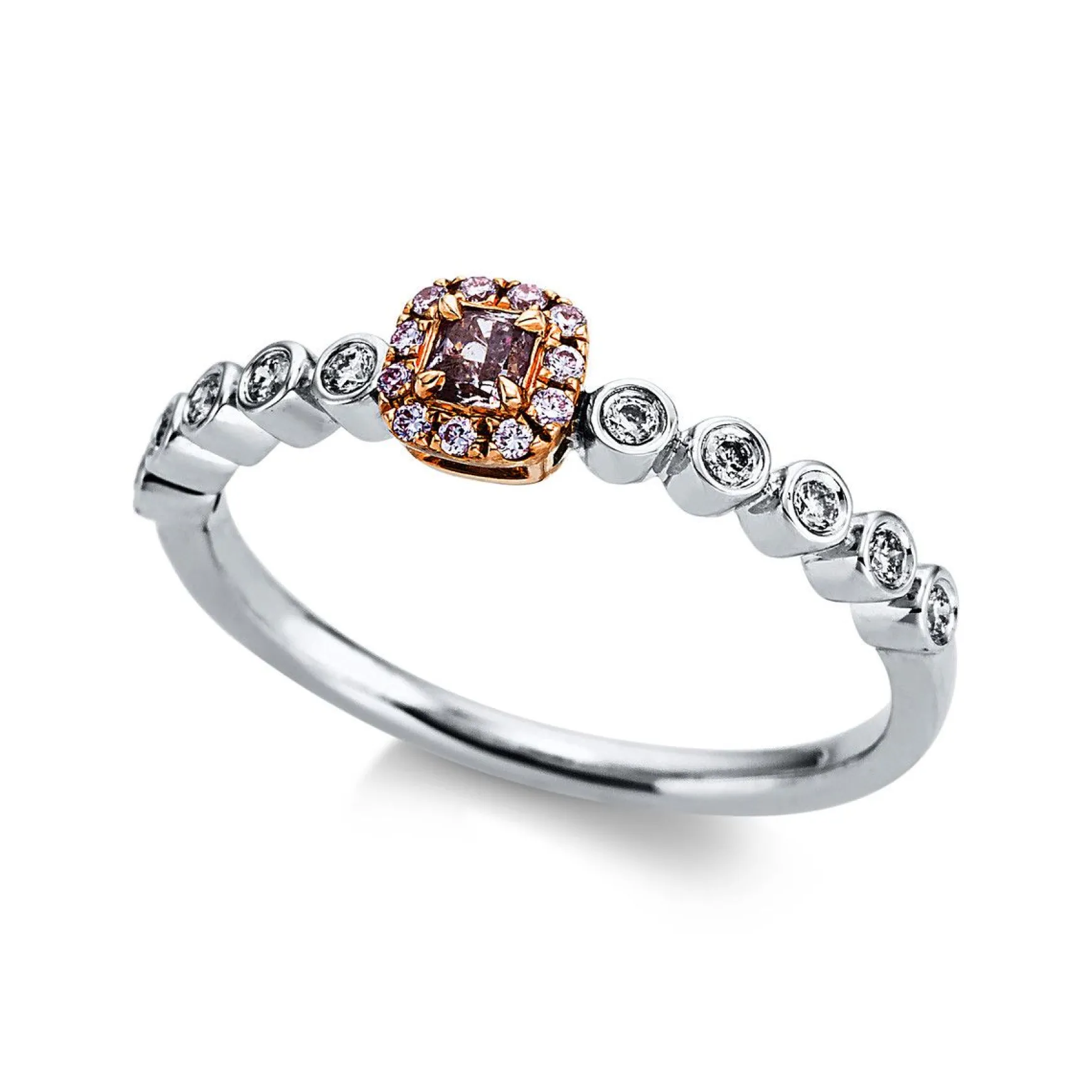 Verlobungsring 750/18K Weissgold/Rotgold Diamant 0.24ct.