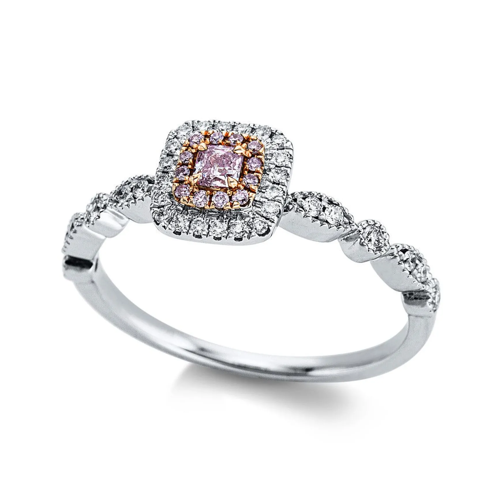 Verlobungsring 750/18K Weissgold/Rotgold Diamant 0.33ct.