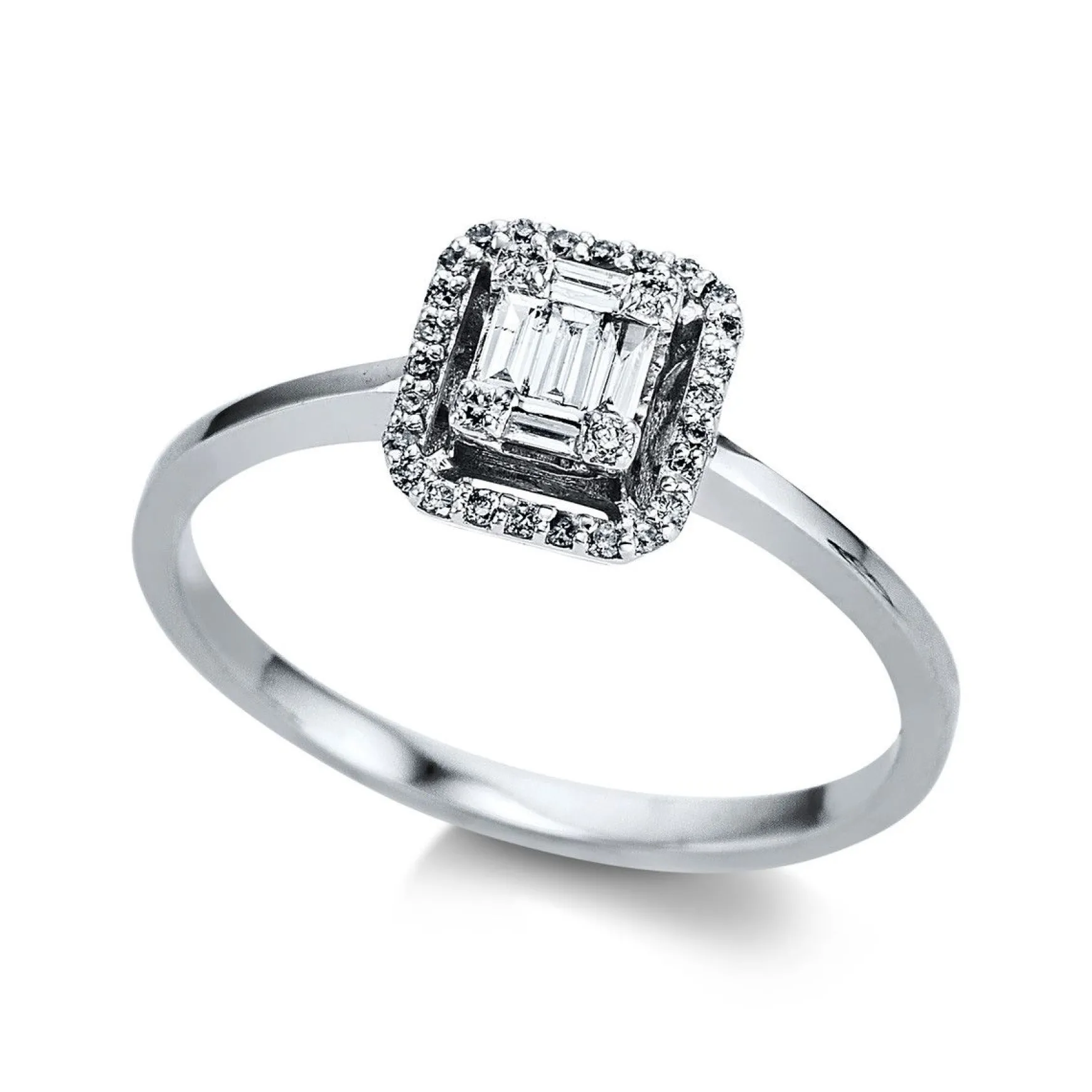 Verlobungsring 750/18K Weissgold Diamant 0.18ct.